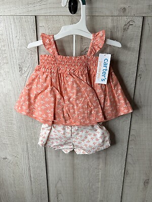 #ad Infant Girls Carters Just One You Coral White Floral Top amp; Shorts Set 3 Months $14.99