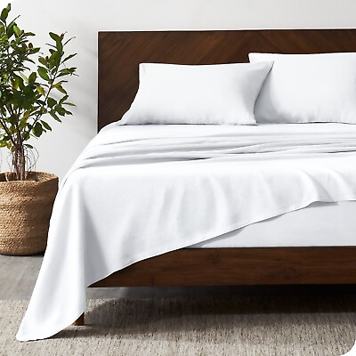 #ad Luxury 100% Linen Sheet Set Deep Pockets Easy Fit by Bare Home $114.99