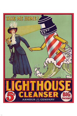 #ad LHCLEANSER show me dirt VINTAGE AD poster 20x30 CLASSIC lighthouse RETRO $9.99
