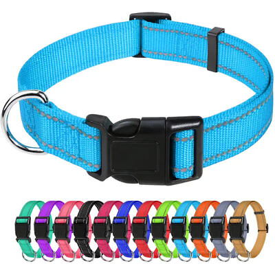 Reflective Neoprene Adjustable Padded Nylon Dog Collar in 12 Colors amp; 5 Sizes $8.33