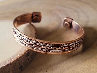 #ad Copper Magnetic Bracelet Arthritis Pain Therapy Energy Cuff Bangle Chain Silver $8.50