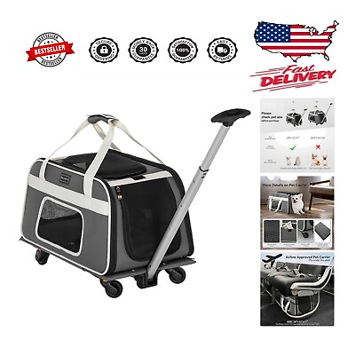 #ad Premium Airline Approved Dog Carrier with Removable Wheels: Stylish Travel So... $150.19