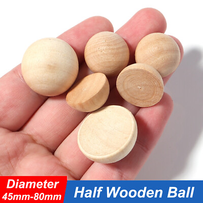 #ad Half Wooden Ball Natural Craft Split Wood Balls Sphere Semicircle Dia 45mm 80mm $141.40