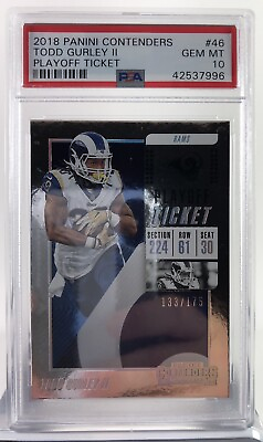 #ad 2018 Panini Contenders Playoff Ticket Todd Gurley #46 PSA 10 Gem Mint 133 175 $85.00