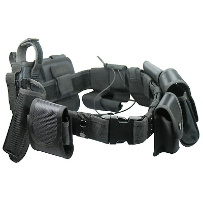 #ad Black Tactical Nylon police Security Guard Duty Belt Utility Kit System w Pouch $21.85