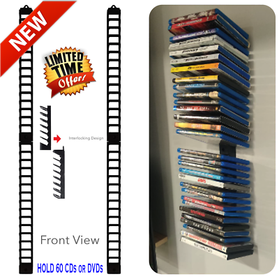 #ad Wall Mount Video Game Storage Shelf CD DVD Media Organizer Rack 60 Disc Holder $33.89