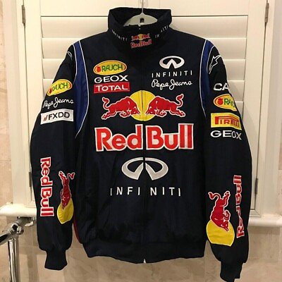 #ad Vintage Red Bull Infiniti F1 Sublimation Black Racing Jacket XS 5XL Sizes $68.00