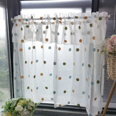 #ad Elegant Polka Dot Embroidery Double Layer Curtain Valance Tier for Window 1Panel $13.15