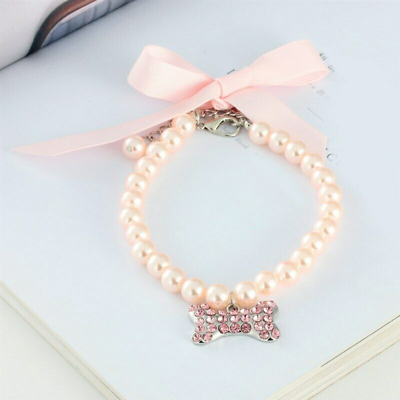 Imitation Pearl Cute Dog Necklace Pet Collar Accessories Small Dog Large Dog Cat $58.40