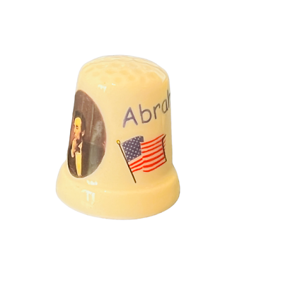 #ad Abraham Lincoln 16th US President Porcelain Thimble Franklin Mint Danbury vtg $15.91