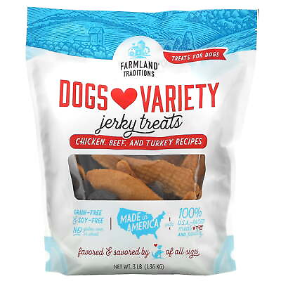 #ad Dogs Love Variety Beef Chicken and Turkey Jerky Treats for Dogs 3lb. bag $28.88