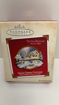 #ad Hallmark Keepsake Thomas Kinkade 2002 Deer Creek Cottage Christmas Ornament $8.96