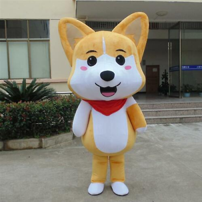 #ad Halloween Yellow Fox Husky Dog Fursuit Mascot Costume Fancy Dress Party Dress $325.33