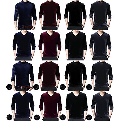 #ad US Mens Pullover Autumn Tops Solid Color T shirt Slim Fit Undershirt V Neck Tee $12.18