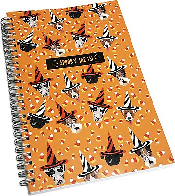 Cute Halloween Dogs in Festive Hats Spiral Bound Lined Notebook for Spooky Ideas $9.99