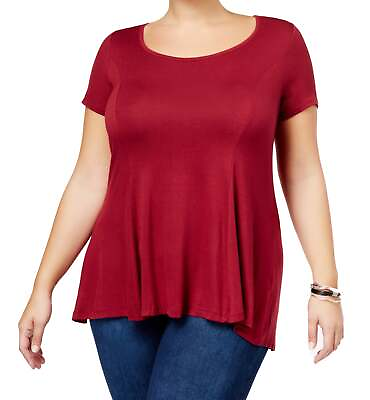 #ad Celebrity Pink Womens Trendy Plus Size Swing T Shirt Size 1X Color Maroon $25.18