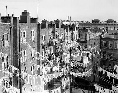 #ad 1906 New York LAUNDRY HANGING in TENEMENTS Photo 184 J $11.77