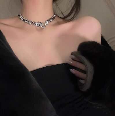 #ad 925 Silver Snake Necklace Choker Women Clavicle Curb Cuban Chain Jewelry C $4.31
