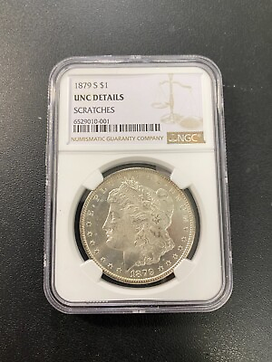 #ad 1879 S MORGAN DOLLAR NGC UNC DETAILS UNCIRCULATED LUSTER CERTIFIED $1 $75.05