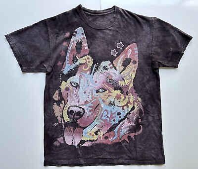#ad The Mountain Thrashed Nature Trippy Psychedelic Wolf Dog Shepherd XL T Shirt Tee $24.99