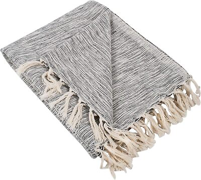 #ad DII Rustic Farmhouse Throw Blanket with Decorative Tassels Use 50x60quot; Black $28.49