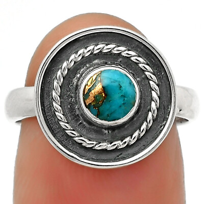 #ad Copper Blue Turquoise Arizona 925 Sterling Silver Ring s.7 Jewelry R 1439 $8.49