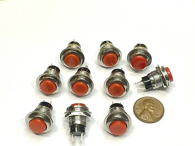 #ad 10 Pieces RED small N O Momentary 12mm push button Switch round 12v on off G23 $14.55