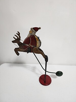 #ad Rare Vintage Swaying Santa On Reindeer Counter Balanced Unique Christmas Item... $95.00