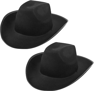 #ad DOCILA 2 Pack Cowboy Hat For Women Men DIY Western Cowgirl Hats Plain Black $48.99