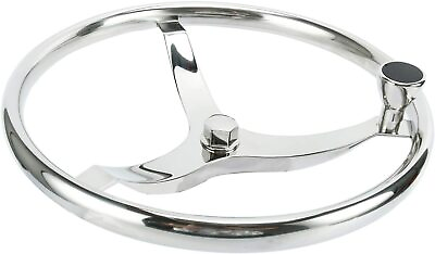 #ad Stainless Boat Steering Wheel 3 Spoke Sports Steering13 1 2quot; Dia with 1 2quot; Nut $65.99