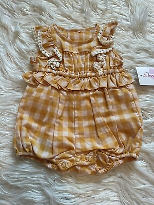#ad NWT Bonnie Baby Size 3 6 months Orange and White One Piece Baby Girl $8.90