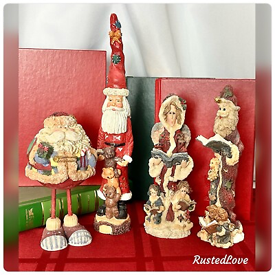 #ad Christmas Holiday standing Decorations Santa Claus Figurines Various 4 Pieces $40.00