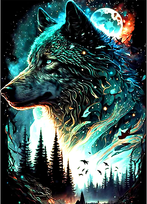 #ad Wolf Diamond Art Painting Kits for Adults Beginners round Full Drill 5D DIY Star $8.09