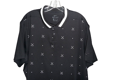 #ad Mens Nike Dri Fit Black Multi Crossed Golf Clubs Graphic Golf Polo Shirt XL NWOT $19.99