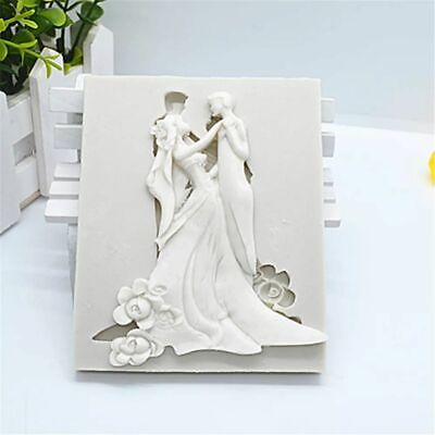#ad Bride And Groom Silicone Mold Wedding Dress DIY Cake Decorating Tools Kitchen Ba $18.93