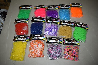 #ad 14 Bags Colors Latex Free Loom Bands Tie Dye 6800 Bands 350 Clips $28.00