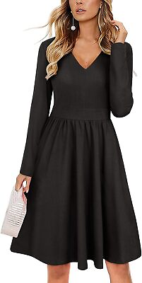 #ad ULTRANICE Women#x27;s Fall Casual Long Sleeve Dresses Small Sleeve Black a $58.36