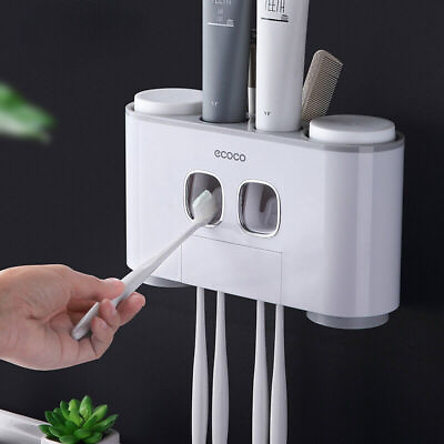 #ad Wall Mount Automatic Toothpaste Squeezer Dispenser Toothbrush Holder $55.35
