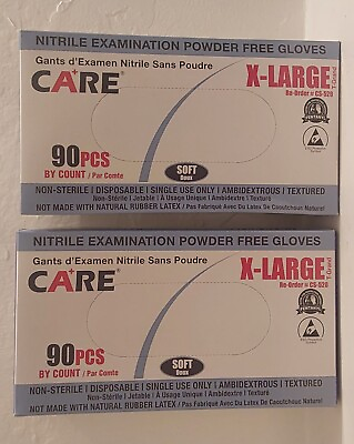#ad GD Care Soft Nitrile Exam Powder Free Gloves 2 Boxes 180 Total Size XL $11.95