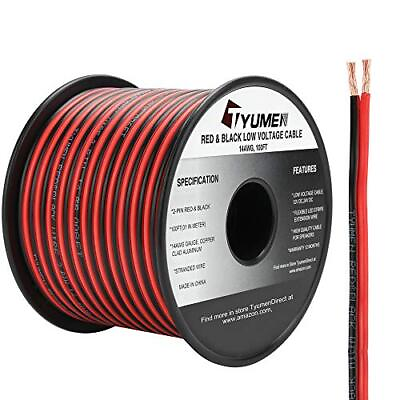 #ad TYUMEN 100FT 14 2 Gauge Red Black Cable Hookup Electrical Wire LED Strips $30.14