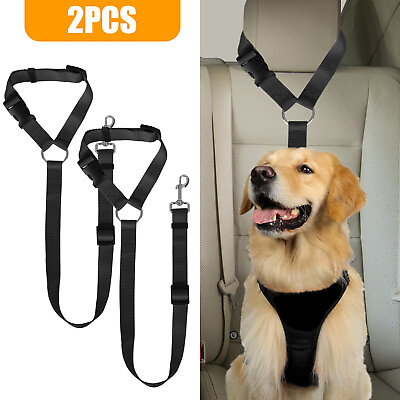 #ad 2 Pcs Cat Dog Pet Safety Seat Belt Clip Adjustable Car Travel Harness Lead Leash $10.98