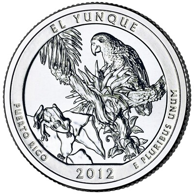 #ad 2012 S El Yunque NP Quarter. ATB Series Uncirculated From US Mint roll. RARE $2.69