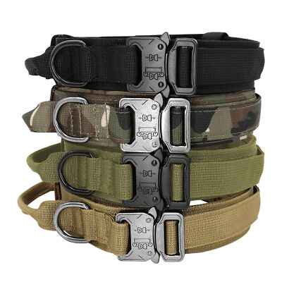 Tactical Military Dog Training Collar Adjustable Metal Buckle with Handle M L XL $10.20