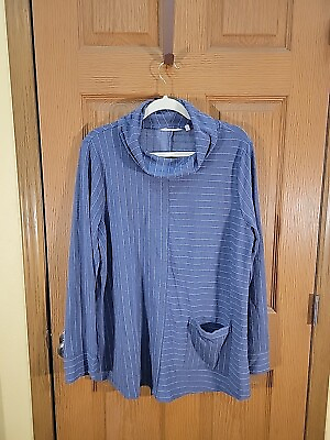 #ad Soft Surroundings Shirt Womens Large Turtleneck Tunic Striped $24.99