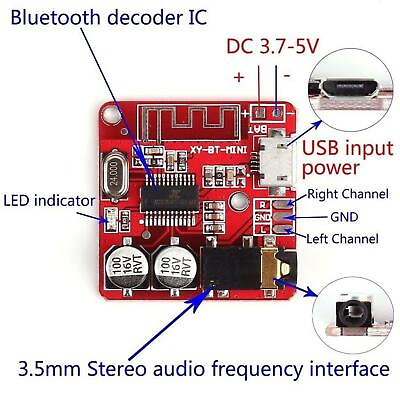 #ad DIY Bluetooth 5.0 Audio Receiver Board Lossless Decoder Module Music 3.7 5V Nice $1.32