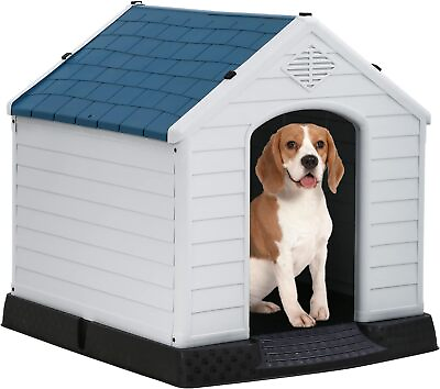 #ad Outdoor Dog House Comfortable Cool Shelter Durable Plastic Design Home Kennel $48.99