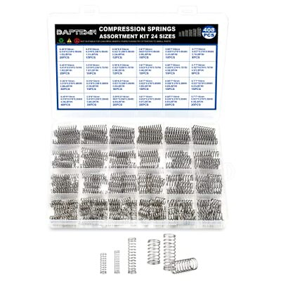 #ad 408pcs Mechanical Compression Springs Assortment Kit 24 Different Size Stainl... $24.22