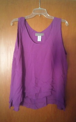 #ad 015 Womens Dinah Lee Purple Sleeveless Top Shirt USA Made XL $12.99