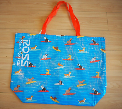 Dog amp; Puppies Surfing Blue Waves Surfboard Durable Reusable Grocery Shopping Bag $7.50