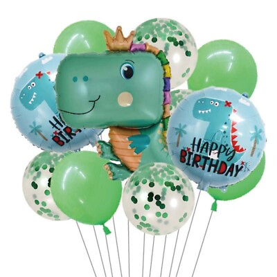 #ad 11 piece Happy Birthday Cute Dinosaur T rex Balloons $4.00